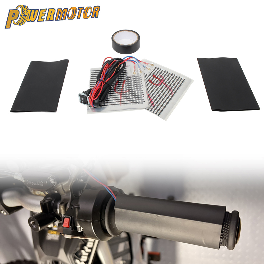 Handlebar Grip Heated - ชุดมือจับทำความร้อนไฟฟ้า 12V สำหรับมอเตอร์ไซค์ ปรับอุณหภูมิได้สำหรับฤดูหนาว มือจับทำความร้อนสำหรับมอเตอร์ไซค์ อะไหล่ใช้งานได้กับมอเตอร์ไซค์ทุกรุ่น